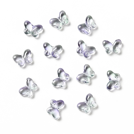Transparent Glass Beads, Butterfly, Lilac, 10x14.5x4.5mm, Hole: 1mm