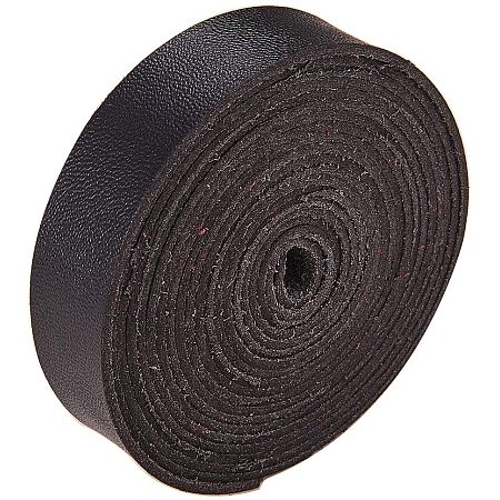 GORGECRAFT Leather Strap 3/5 Inch Wide 78 Inches Long Micro Fiber Imitation Flat Braided Leather Cord for Crafts Tooling Workshop Handmade, Black