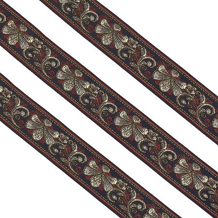 FINGERINSPIRE 10 Yard Vintage Jacquard Ribbon Black Jacquard Trim with Gold  & Red Embroidery Bee & Floral 33mm Wide Webbing Ribbon Emobridered Woven  Trim for DIY Clothing Accessories Decorations 