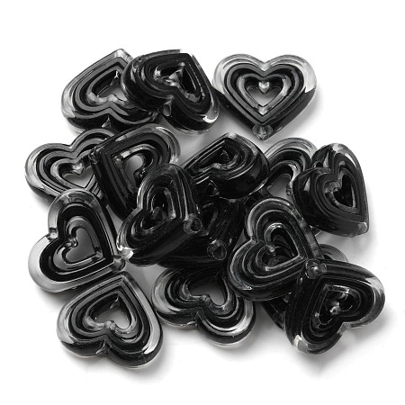 Honeyhandy Acrylic Beads, Bead in Bead, Heart, Black, 19.5x23x6mm, Hole: 3mm, about 280pcs/500g