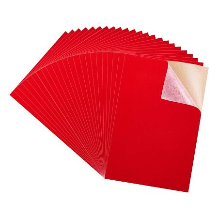 BENECREAT 40PCS Velvet (Red) Fabric Sticky Back Adhesive Back Sheets, A4 Sheet (8.27