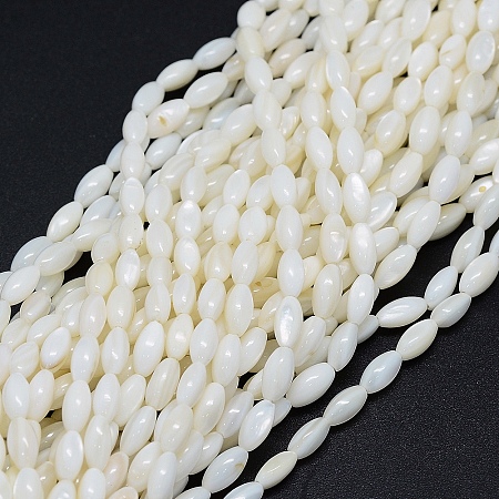 ARRICRAFT Dyed Natural Shell Beads Strands, Oval, White, 8x4mm, Hole: 1mm, about 50pcs/strand, 15.7 inches(40cm)