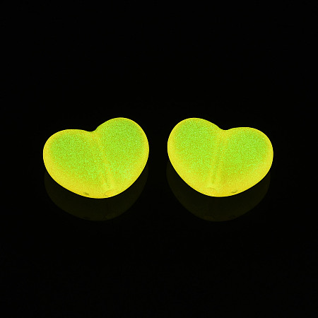 Honeyhandy Luminous Acrylic Beads, Heart, Orange, 15.5x21x9.5mm, Hole: 2mm