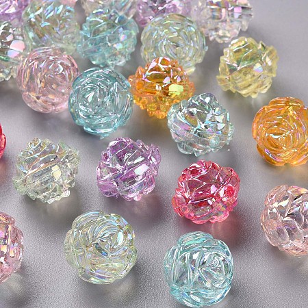 Transparent Acrylic Beads, AB Color, Flower, Mixed Color, 18x16.5mm, Hole: 2.5mm