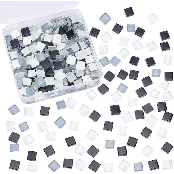 Beebeecraft OLYCRAFT 250pcs Mosaic Tiles Square Mosaic Glass Pieces Opaque  Mosaic Glass Pieces for DIY Crafts Plates Picture Frames Flowerpots