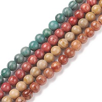Natural Silver Line Jasper Beads Strands, Dyed & Heated, Round, Mixed Color, 4~4.5mm, Hole: 1mm, about 91~98pcs/strand, 14.96~15.35(38~39cm)