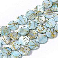 ARRICRAFT Drawbench Freshwater Shell Beads Strands, Dyed, Flat Round, Pale Turquoise, 10.5~11.5x2~3mm, Hole: 1mm, about 32pcs/Strand, 14.17 inches~14.45 inches