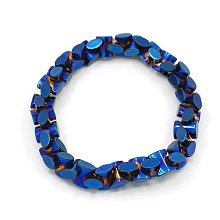 Honeyhandy Fashion Non-Magnetic Synthetic Hematite Stretchy Bracelets, Blue, 47mm