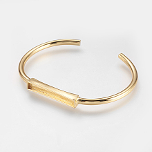 Honeyhandy Brass Cuff Bangle Making, Blank Bangle Base, Rectangle, Real 18K Gold Plated, 1-5/8 inchx2-1/4 inch(42x57mm), Tray: 3x27mm