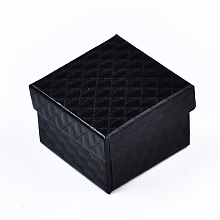 Honeyhandy Cardboard Jewelry Boxes, for Ring, Earring, Necklace, with Sponge Inside, Square, Black, 5~5.1x5~5.1x3.3~3.4cm