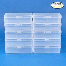 BENECREAT 10 PACK Rectangle Clear Plastic Bead Storage Containers Box Case with lid for Items, Earplugs, Pills, Tiny  Findings - 3.7x2.5x1 Inches