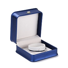 Honeyhandy PU Leather Jewelry Box, with Reain Crown, for Bracelet Packaging Box, Square, Medium Blue, 9.6x9.4x5.2cm