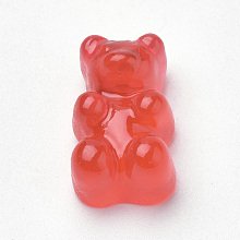 Honeyhandy Translucent Resin Cabochons, Bear, Red, 18.5x11x7mm