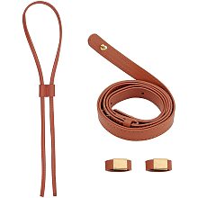 WADORN Leather Drawstring Pull String Shoulder Bag Strap Set, 38.5-51.9 inch Detachable Leather Bucket Bag Strap 31inch Leather Slide String Keeper Drawstring Bunches Pocket Accessories, Brown