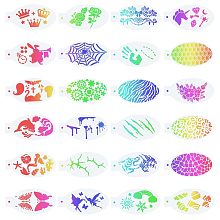 GORGECRAFT 24PCS Face Paint Stencils Body Painting Template Fairy Characters Animal Print Butterfly Flower Candy Crown Pattern Reusable Soft Tattoo Stencils for Cosplay Party Body Makeup Art Painting