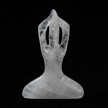 Honeyhandy Natural Quartz Crystal Yoga Goddess Decorations, Reiki Crystal Healing Gift, Home Display Decorations, 13~14x49~51x73mm