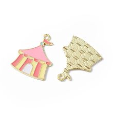 Honeyhandy Circus Theme Alloy Enamel Pendants, Golden, Tent Pattern, 26x20.5x1.5mm, Hole: 1.8mm