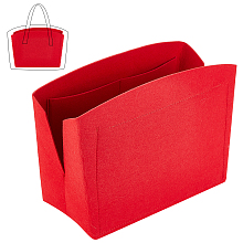 PandaHall Elite Felt Purse Organizer Insert, Women's Tote Bag Liner, with Alloy Zipper, FireBrick, 23x30x2.6cm