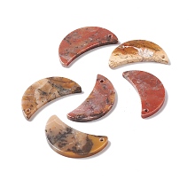 Natural Morocco Agate Pendants, Moon, 37~38.5x16~22x3.5~5.5mm, Hole: 1.5~2mm