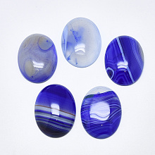 Honeyhandy Natural Banded Agate/Striped Agate Cabochons, Dyed, Oval, Blue, 40~41x30x7~9mm