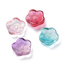 Honeyhandy Transparent Glass Beads, with Glitter Gold Powder, Flowers, Mixed Color, 8x3mm, Hole: 1mm