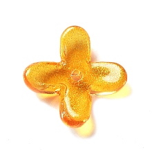 Transparent Glass Beads Caps, Flower, Orange, 9.5x9.5x3mm, Hole: 1.2mm