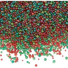 OLYCRAFT 200g Resin Bubble Beads 2~3mm No Hole Droplet Bubble Beads Red Green Tiny Crystal Glass Balls Mini Bubble Ball Beads Christmas Resin Filler for DIY Shaker Resin Molds Resin Jewelry Making