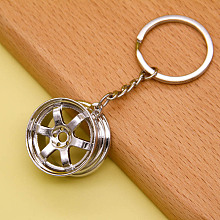 Honeyhandy Alloy Imitation Tyre Keychain, Platinum, Pendant: 3.2x1.5cm