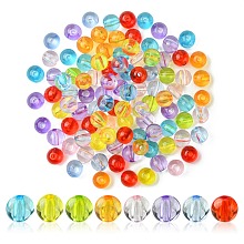 Honeyhandy Transparent Acrylic Beads, Round, Mixed Color, 8x7mm, Hole: 2mm, about 100pcs/27g