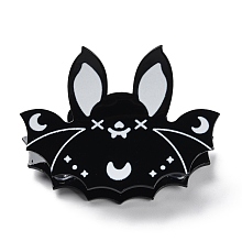 Honeyhandy Hallowmeen Theme PVC Claw Hair Clips, with Iron Findings, Hair Accessories for Women Girls Thick Hair, Bat, 58x80x51mm