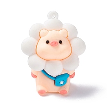 Honeyhandy PVC Plastic Cartoon Pendants, for DIY Keychain Making, Pig Pattern, 48.5x40x26mm, Hole: 2.5mm