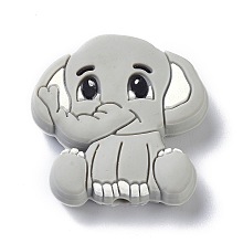 Honeyhandy Silicone Focal Beads, Elephant, Gray, 30x29x9.5mm, Hole: 2.8mm