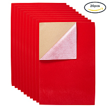 BENECREAT 20PCS Velvet (Red) Fabric Sticky Back Adhesive Back Sheets, A4 sheet (8.27" x 11.69"), Self-Adhesive, Durable and Water Resistant, Multi-purpose, Ideal for Art and Craft Making