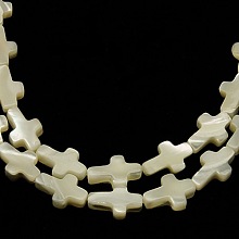 Honeyhandy Natural White Mother of Pearl Shell Cross Beads Strands, about 8mm wide, 12mm long, 3mm thick, hole: 1mm, 33pcs/strand, 16 inch