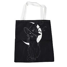 Honeyhandy Canvas Tote Bags, Reusable Polycotton Canvas Bags, for Shopping, Crafts, Gifts, Cat Shape, 59cm