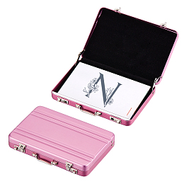 NBEADS Aluminium Alloy Business Cards Holder Case Box,, Card Organizer Stroage Box, Rectangle, Flamingo, 70x99x17mm