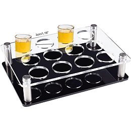 NBEADS 12 Shot Glass Tray Holder, Bar Acrylic Shot Glasses Holders Wine Glass Cup Serving Tray Cups Organizer Shot Glass Display Bar Accessories for Party, Bar, Club, Hole: 1.18"