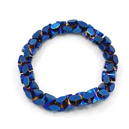 Honeyhandy Fashion Non-Magnetic Synthetic Hematite Stretchy Bracelets, Blue, 47mm