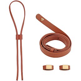 WADORN Leather Drawstring Pull String Shoulder Bag Strap Set, 38.5-51.9 inch Detachable Leather Bucket Bag Strap 31inch Leather Slide String Keeper Drawstring Bunches Pocket Accessories, Brown