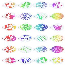 GORGECRAFT 24PCS Face Paint Stencils Body Painting Template Fairy Characters Animal Print Butterfly Flower Candy Crown Pattern Reusable Soft Tattoo Stencils for Cosplay Party Body Makeup Art Painting