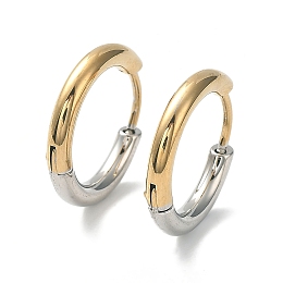 Honeyhandy Ion Plating(IP) Two Tone 304 Stainless Steel Huggie Hoop Earrings, with 316 Surgical Stainless Steel Pins for Women, Golden & Stainless Steel Color, 10 Gauge, 16x18x2.5mm