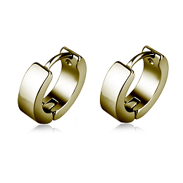 Honeyhandy Brass Huggie Hoop Earrings, Golden, 4x8.5x2.3mm