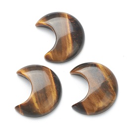 Honeyhandy Natural Tiger Eye Cabochons, No Hole/Undrilled, for Wire Wrapped Pendant Making, Moon, 34~35x29~30x7.5~9mm