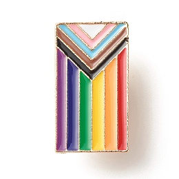 Honeyhandy Pride Flag Enamel Pin, Rectangle Iron Enamel Brooch for Backpack Clothes, Light Gold, Colorful, 15.5x27.5x10mm