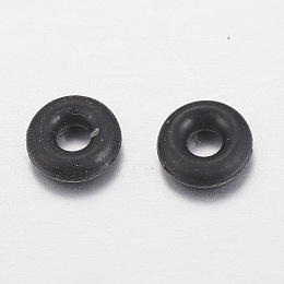 Honeyhandy Rubber O Rings, Donut Spacer Beads, Fit European Clip Stopper Beads, Black, 2mm