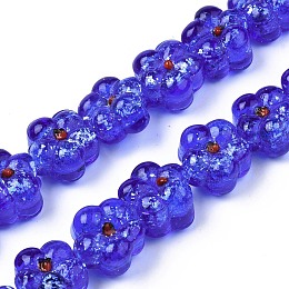 ARRICRAFT Transparent Handmade Bumpy Lampwork Beads Strands, with Silver Glitter, Flower, Mauve, 13.5~14.5x14.5x8.5~10mm, Hole: 0.8~1.6mm, about 35pcs/strand, 18.50 inch~19.37 inch(47cm~49.2cm)