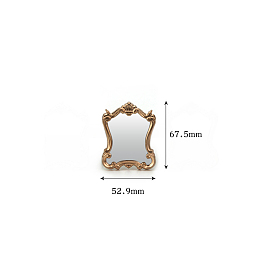 Miniature Retro Resin Mirrors, for Dollhouse Wall, Tabletop Decoration, Rose Gold, 67.5x52.9mm