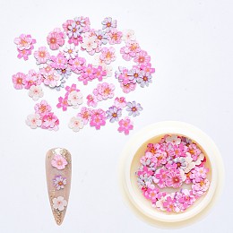 Honeyhandy Paper Cabochons, Nail Art Decorations, Flower, Colorful, 4~8x4~8x0.1mm, about 50pcs/box