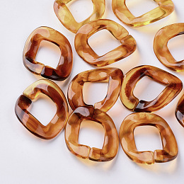 Honeyhandy Two Tone Acrylic Linking Rings, For Curb Chains Making, Imitation Gemstone, Twist, Chocolate, 40~41x33x11mm, Inner Diameter: 25x16~17mm, about 140pcs/500g