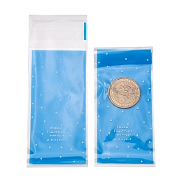 Honeyhandy Rectangle Plastic Cellophane Bags, for Lipstick Packaging, Polka Dot Pattern, Deep Sky Blue, 13x5cm, Unilateral Thickness: 0.035mm, Inner Measure: 10x5cm, about 96~100pcs/bag